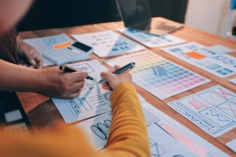 UX UI and Programming development technology. 库存照片