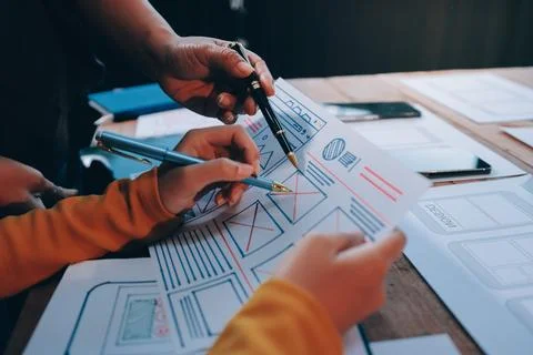 UX UI and Programming development technology. 스톡 사진