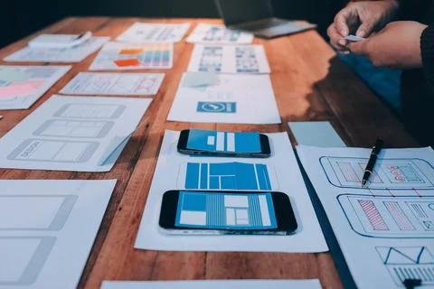 UX UI and Programming development technology. 스톡 사진