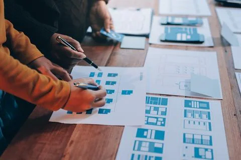 UX UI and Programming development technology. 스톡 사진