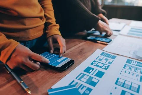 UX UI and Programming development technology. 库存照片