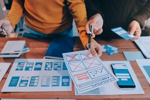 UX UI and Programming development technology. 스톡 사진