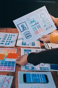 UX UI and Programming development technology. 库存照片