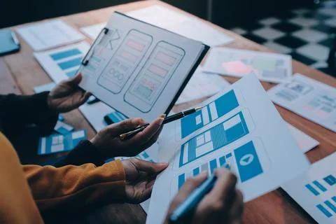 UX UI and Programming development technology. 库存照片