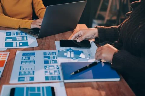 UX UI and Programming development technology. 스톡 사진