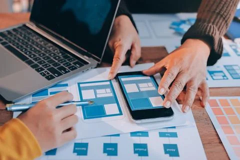 UX UI and Programming development technology. Stock Photos