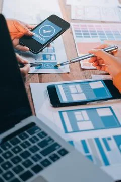 UX UI and Programming development technology. 스톡 사진