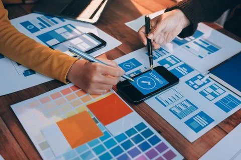 UX UI and Programming development technology. 库存照片