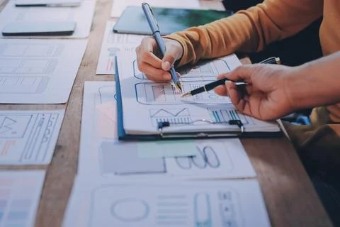 UX UI and Programming development technology. 库存照片