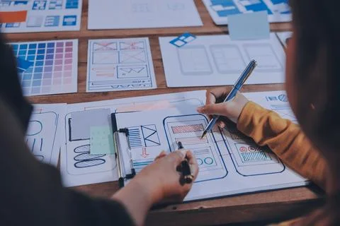 UX UI and Programming development technology. 库存照片