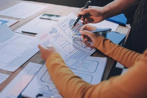 UX UI and Programming development technology. 库存照片