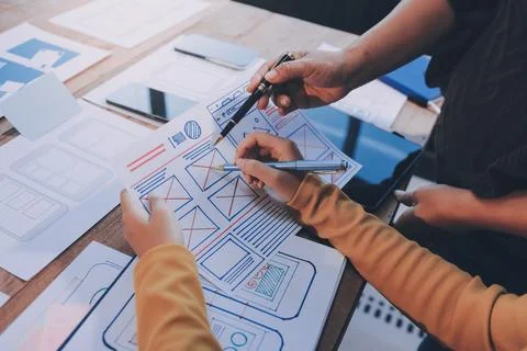 UX UI and Programming development technology. Stock Photos