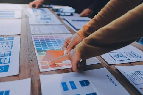 UX UI and Programming development technology. 库存照片