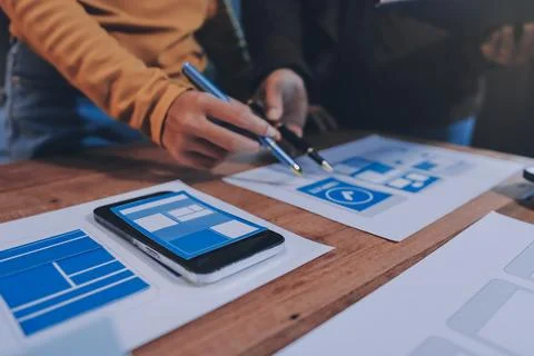 UX UI and Programming development technology. Stockfoto's