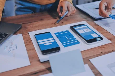 UX UI and Programming development technology. 库存照片