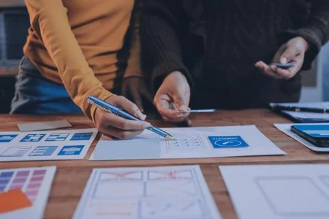 UX UI and Programming development technology. 库存照片