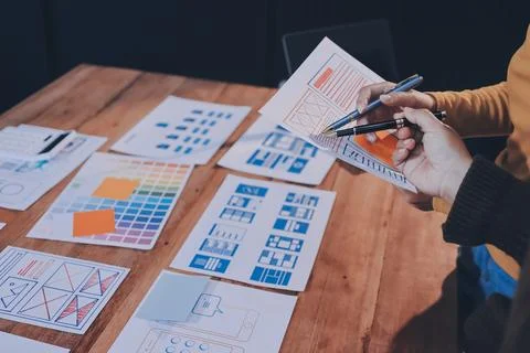 UX UI and Programming development technology. 库存照片