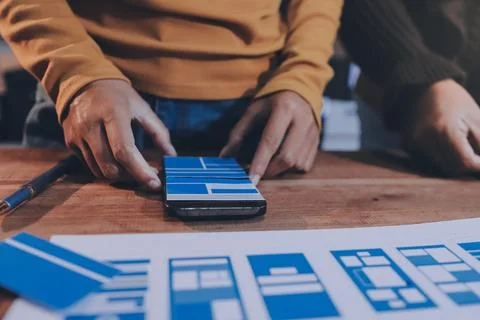 UX UI and Programming development technology. 스톡 사진