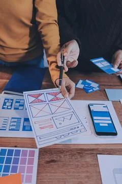 UX UI and Programming development technology. Stockfoto's