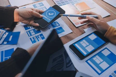 UX UI and Programming development technology. Stock Photos