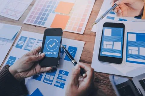 UX UI and Programming development technology. 库存照片