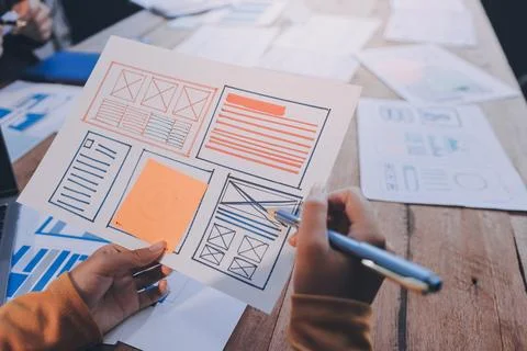 UX UI and Programming development technology. 스톡 사진