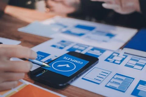 UX UI and Programming development technology. 스톡 사진