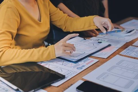 UX UI and Programming development technology. 库存照片