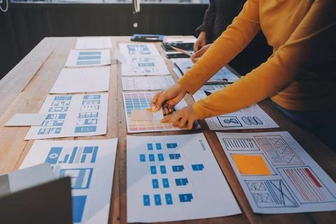 UX UI and Programming development technology. 스톡 사진