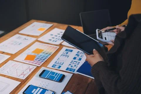 UX UI and Programming development technology. 스톡 사진