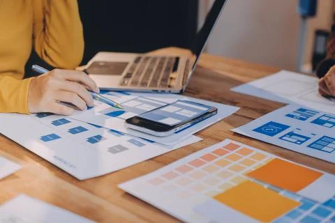 UX UI and Programming development technology. 스톡 사진