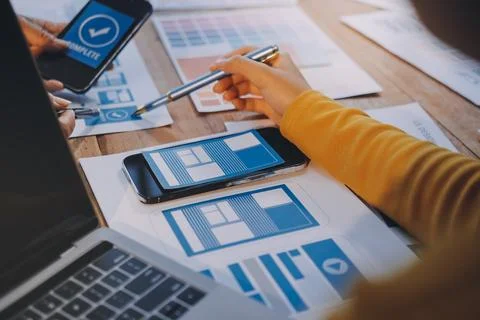 UX UI and Programming development technology. 库存照片