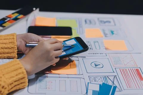 UX UI and Programming development technology 스톡 사진