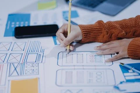 UX UI and Programming development technology 库存照片