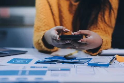 UX UI and Programming development technology Stockfoto's