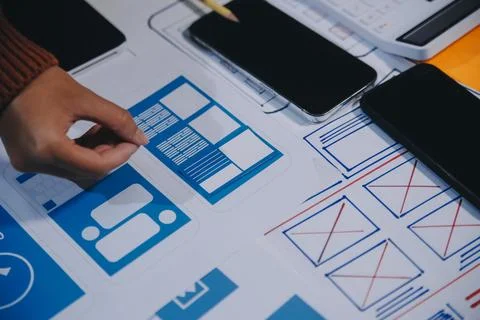 UX UI and Programming development technology 스톡 사진