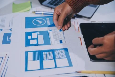 UX UI and Programming development technology Stockfoto's