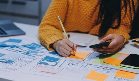 UX UI and Programming development technology 库存照片