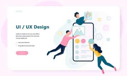 UX UI design. App interface improvement for user Stock Illustration