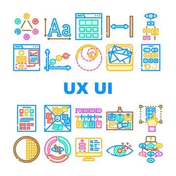 Ux ui design app website icons set vector Stock Illustration