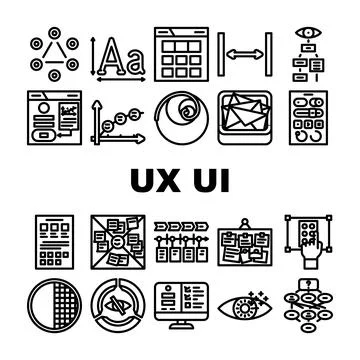 Ux ui design app website icons set vector Stock Illustration