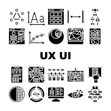Ux ui design app website icons set vector 스톡 일러스트