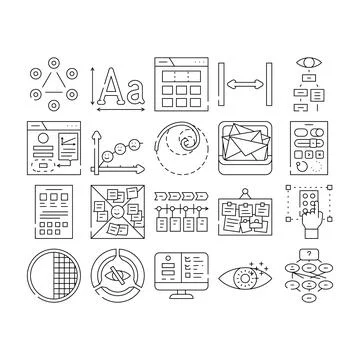 Ux ui design app website icons set vector Stock Illustration