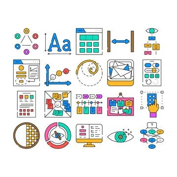 Ux ui design app website icons set vector 스톡 일러스트