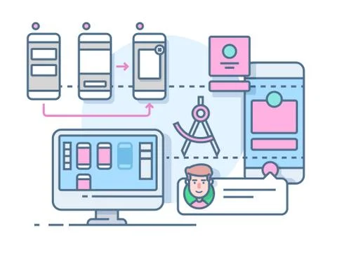 UX UI design flat イラスト素材