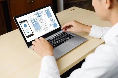 UX UI design process for modish mobile application and website Stock Photos
