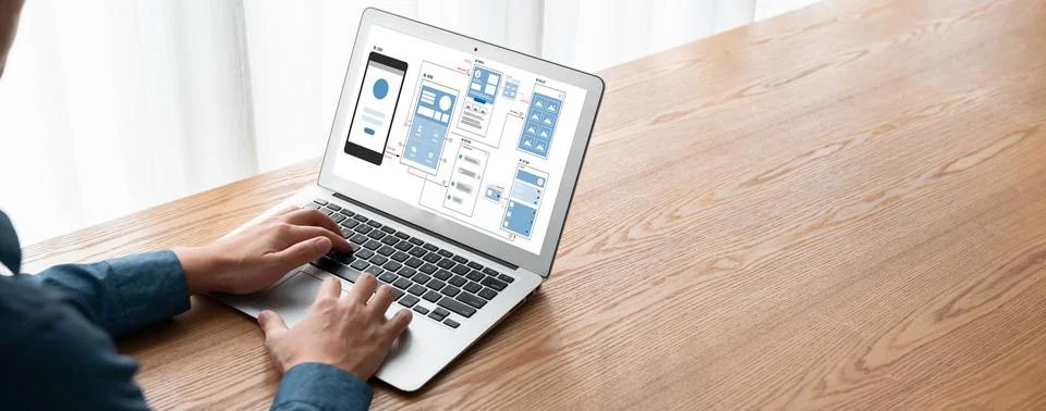UX UI design process for modish mobile application and website Foto stock