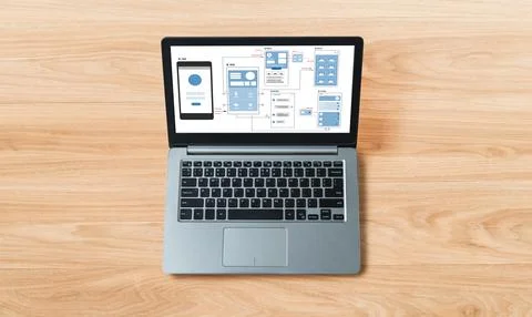 UX UI design process for modish mobile application and website Foto stock