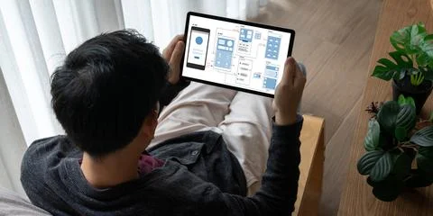 UX UI design process for modish mobile application and website Stock Photos