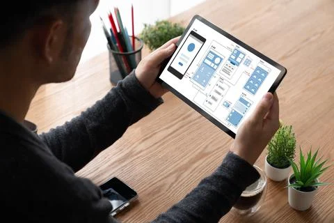 UX UI design process for modish mobile application and website Foto stock